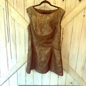 Leopard gold party dress with pockets